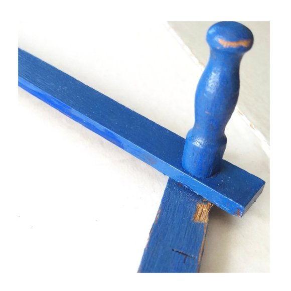 VTG Painted Blue Wood Expandable Peg Rack Coffee - Picture 6 of 6